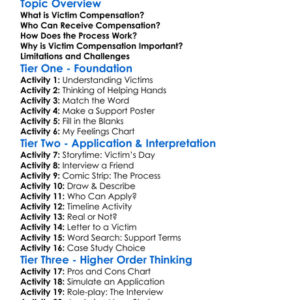 Victim Compensation Worksheet Activity Booklet
