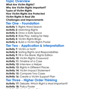 Victim Rights Worksheet Activity Booklet