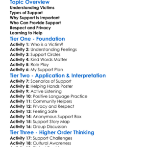 Victim Support Worksheet Activity Booklet