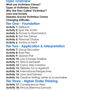 Victimless Crimes Worksheet Activity Booklet