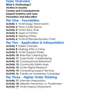 Victimology Worksheet Activity Booklet
