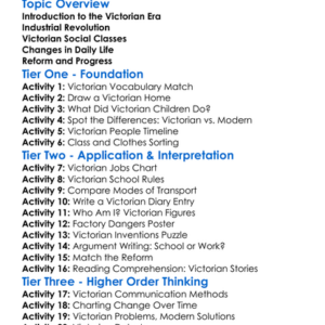 Victorian Society And Change Worksheet Activity Booklet