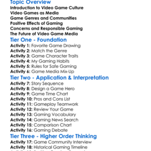 Video Game Culture And Media Worksheet Activity Booklet