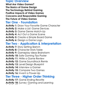 Video Game Design And Impact Worksheet Activity Booklet