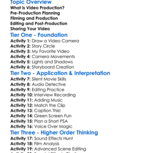 Video Production And Editing Worksheet Activity Booklet