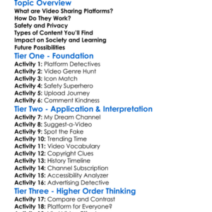 Video Sharing Platforms Worksheet Activity Booklet