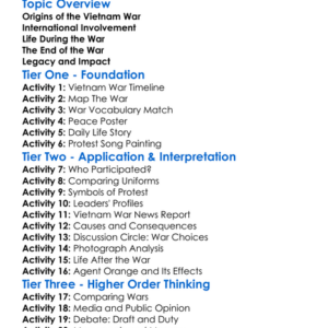 Vietnam War Worksheet Activity Booklet