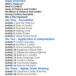 Violence And Conflict Worksheet Activity Booklet