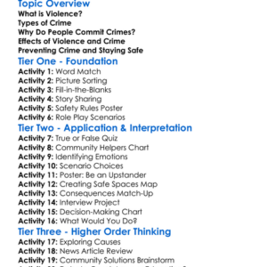 Violence And Crime Worksheet Activity Booklet