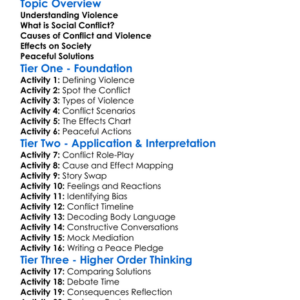 Violence And Social Conflict Worksheet Activity Booklet