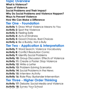 Violence And Social Problems Worksheet Activity Booklet