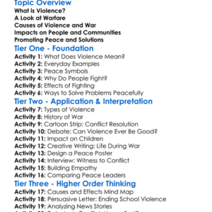Violence And Warfare Worksheet Activity Booklet