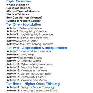 Violence In Society Worksheet Activity Booklet