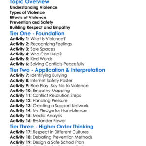 Violence Prevention Worksheet Activity Booklet