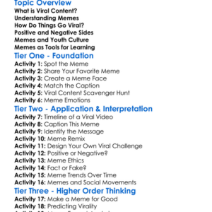 Viral Content And Memes Worksheet Activity Booklet
