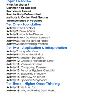 Viral Diseases And Their Control Worksheet Activity Booklet