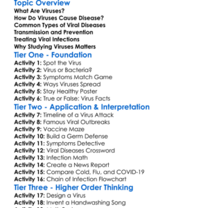 Viral Diseases Worksheet Activity Booklet