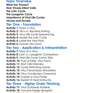 Viral Life Cycles Worksheet Activity Booklet