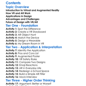 Virtual And Augmented Reality In Design Worksheet Activity Booklet