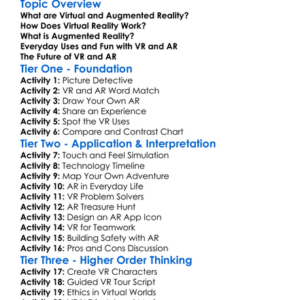 Virtual And Augmented Reality Worksheet Activity Booklet