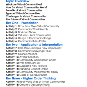 Virtual Communities Worksheet Activity Booklet