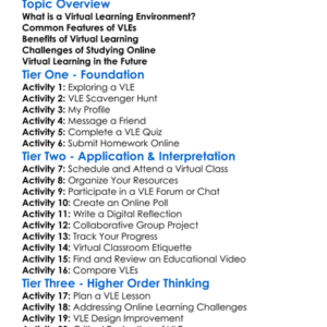 Virtual Learning Environments Worksheet Activity Booklet