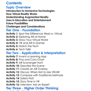 Virtual Reality And Augmented Reality Worksheet Activity Booklet