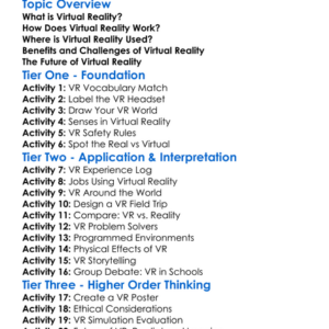 Virtual Reality Concepts Worksheet Activity Booklet