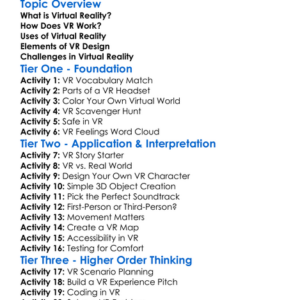Virtual Reality Design Worksheet Activity Booklet