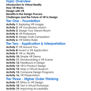 Virtual Reality In Design Worksheet Activity Booklet