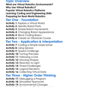 Virtual Robotics Environments Worksheet Activity Booklet