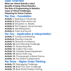 Virtual Robotics Labs Worksheet Activity Booklet