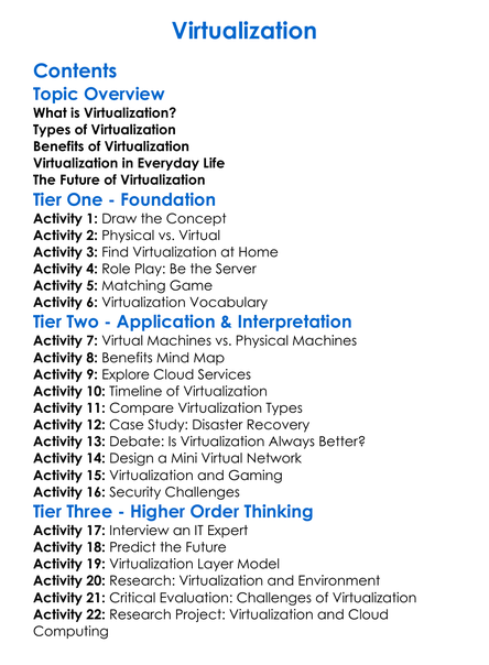 Virtualization Worksheet Activity Booklet