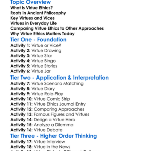 Virtue Ethics Worksheet Activity Booklet