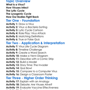 Virus Life Cycles Worksheet Activity Booklet