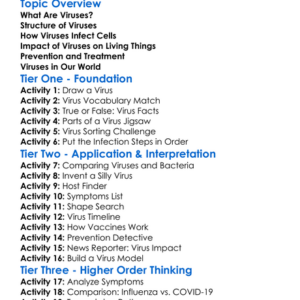 Viruses Structure And Impact Worksheet Activity Booklet