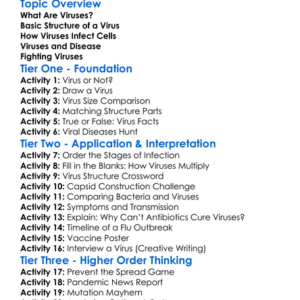 Viruses Structure And Infection Worksheet Activity Booklet
