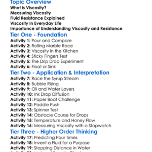 Viscosity And Fluid Resistance Worksheet Activity Booklet