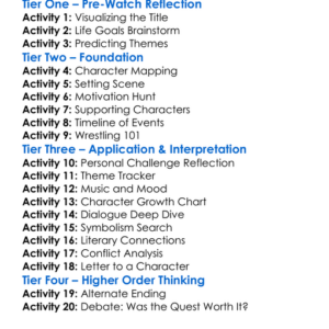 Vision Quest 1985 Worksheet Activity Booklet