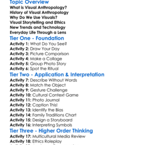 Visual Anthropology Worksheet Activity Booklet