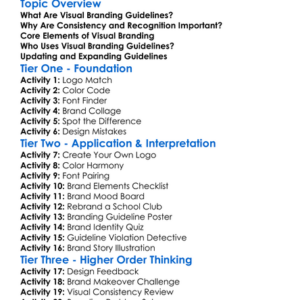 Visual Branding Guidelines Worksheet Activity Booklet