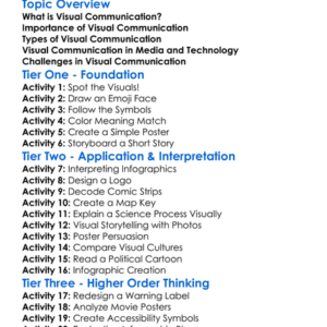 Visual Communication Worksheet Activity Booklet