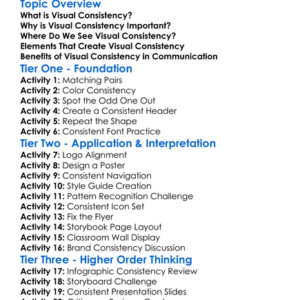 Visual Consistency Worksheet Activity Booklet