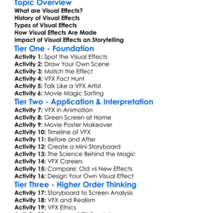 Visual Effects In Media Worksheet Activity Booklet