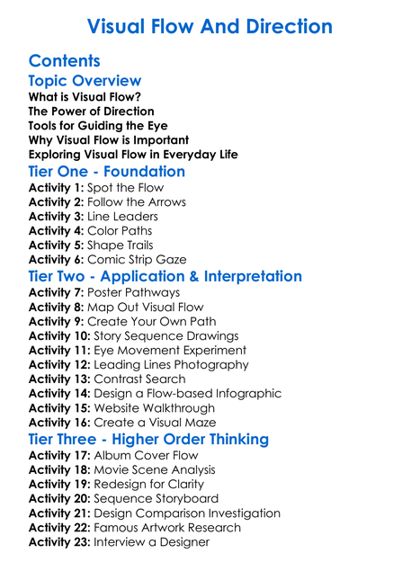 Visual Flow And Direction Worksheet Activity Booklet