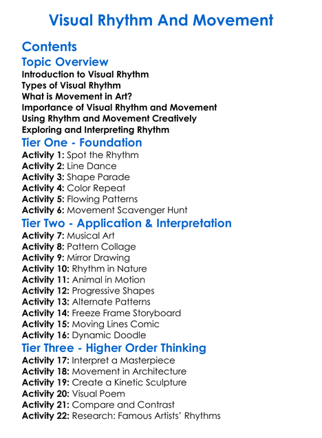 Visual Rhythm And Movement Worksheet Activity Booklet