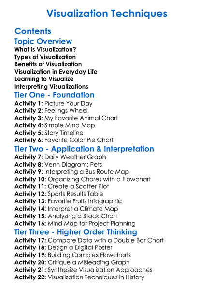Visualization Techniques Worksheet Activity Booklet
