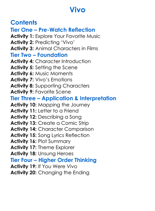 Vivo Worksheet Activity Booklet