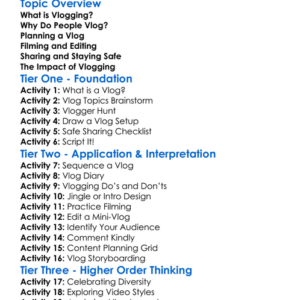Vlogging Worksheet Activity Booklet