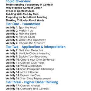 Vocabulary Context Practice Worksheet Activity Booklet